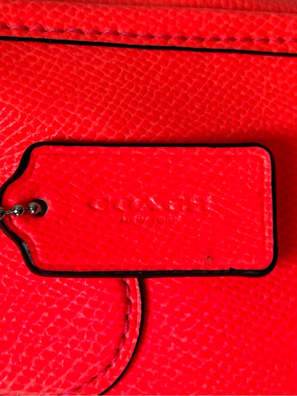 Coach Bright Red Pebble Leather Satchel with Charm Approx. 10 x 7.5” x 3.5 - Picture 16 of 16